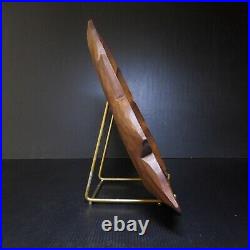 Plat vide-poche sculpture bois feuille trèfle A. HAEDIS vintage art déco N7819