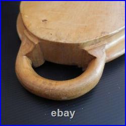 Plateau service table ovale bois fait main vintage art déco design France N4233