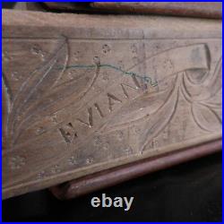 Plumier EVIAN sculpture bois fait main art nouveau déco XXe PN France N2942