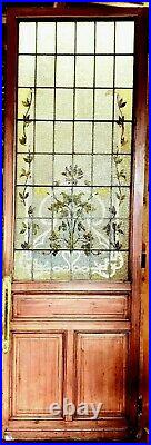 Porte et imposte en vitraux Art Déco début XX siècle Décor floral