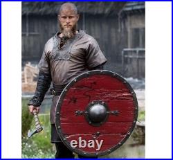Ragnar Lothbrok Authentique Battleworn Viking Bouclier Rond en Bois Mur Art Déco