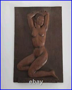 Raoul LAMOURDEDIEU (1877-1953). ART-DECO Sculpture sur Bois Nu féminin -Attribué