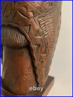Rare Sculpture Bois Africaniste Epoque Art Deco 1930 Signee En Monogramme