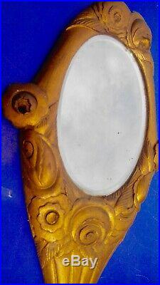 SÜE et Mare grand miroir art déco en bois sculpté DORÉ ou mordoré