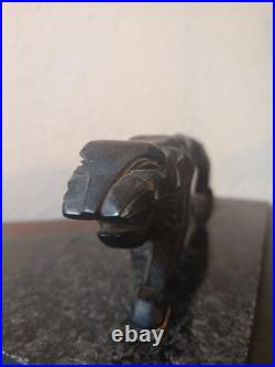 Sculpture Bois Art Deco 1930.50/Socle Marbre. Tigre. Félin. Carved Wood/Acajou
