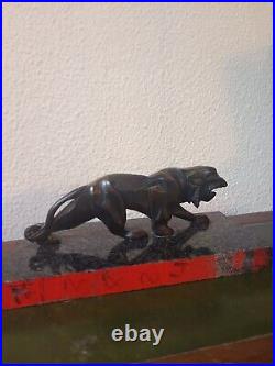 Sculpture Bois Art Deco 1930.50/Socle Marbre. Tigre. Félin. Carved Wood/Acajou