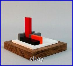 Sculpture En Bois Polychrome Abstraction Neoplasticisme Signee Numerotee (11)
