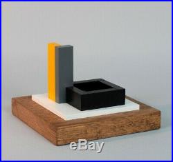 Sculpture En Bois Polychrome Abstraction Neoplasticisme Signee Numerotee (1)