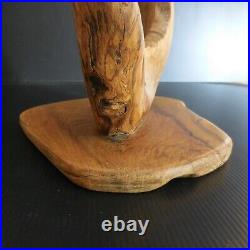 Sculpture bois olivier pied de lampe vintage art déco fait main PN France N6050