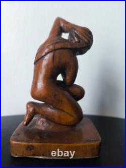 Sculpture bois signée R Degardin nue style grecque antique 1929 Art Déco