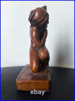 Sculpture bois signée R Degardin nue style grecque antique 1929 Art Déco