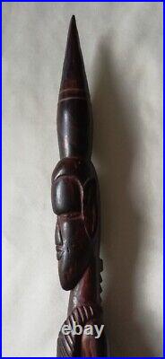 Sculpture bois statuette Africaine fait main art déco ethnique design XXe