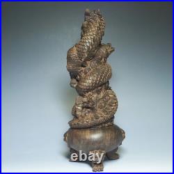 Sculpture de dragon chinois sculpté à la main en bois d'agar, statue d'art Sculpture de dragon chinois sculpté à la main en bois d'agar, statue d'art