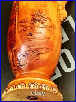 Sculpture peinture bois Wooden Koart deco romania vase pichet Rare Cf Photos