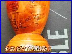 Sculpture peinture bois Wooden Koart deco romania vase pichet Rare Cf Photos
