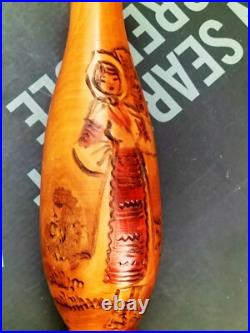 Sculpture peinture bois Wooden Koart deco romania vase pichet Rare Cf Photos