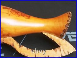 Sculpture peinture bois Wooden Koart deco romania vase pichet Rare Cf Photos