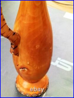 Sculpture peinture bois Wooden Koart deco romania vase pichet Rare Cf Photos