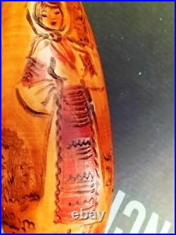 Sculpture peinture bois Wooden Koart deco romania vase pichet Rare Cf Photos