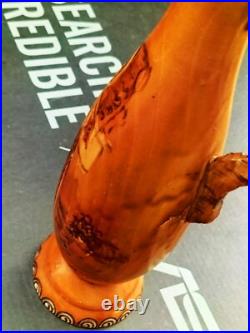 Sculpture peinture bois Wooden Koart deco romania vase pichet Rare Cf Photos