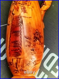 Sculpture peinture bois Wooden Koart deco romania vase pichet Rare Cf Photos