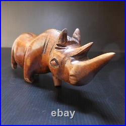 Sculpture statue rhinocéros bois vintage art déco ethnique 1942 Afrique N7672