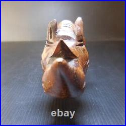 Sculpture statue rhinocéros bois vintage art déco ethnique 1942 Afrique N7672