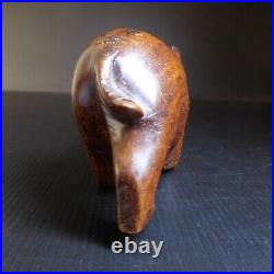 Sculpture statue rhinocéros bois vintage art déco ethnique 1942 Afrique N7672