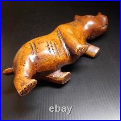 Sculpture statue rhinocéros bois vintage art déco ethnique 1942 Afrique N7672