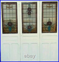 Séparation de trois portes en vitraux Art Déco Epoque 1900