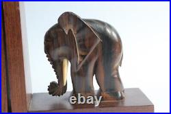 Serre-livres Éléphants bois sculpté Art déco (48592)