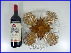 Serviteur Hors d'Oeuvres Verre et Bois Art Déco 1930 TBE