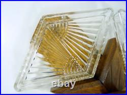 Serviteur Hors d'Oeuvres Verre et Bois Art Déco 1930 TBE