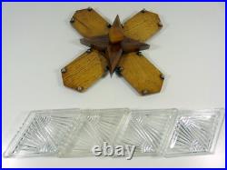 Serviteur Hors d'Oeuvres Verre et Bois Art Déco 1930 TBE