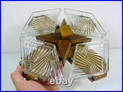 Serviteur Hors d'Oeuvres Verre et Bois Art Déco 1930 TBE