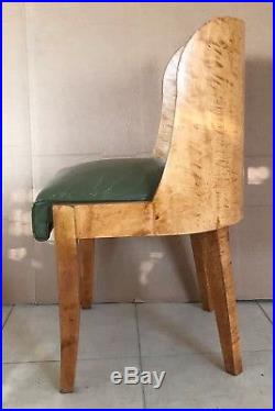 Six chaises art déco gondole années 1925 en placage de bois jaune. XX siècle