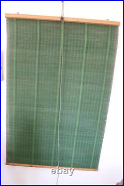 Store rideau bois ancien Art Deco 30/40 panneau fenêtre vert 77,7 cm / 117.5 cm