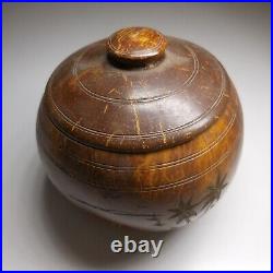 Sucrier récipient vide-poche bois vintage art déco 1950 fait main Chine N7634