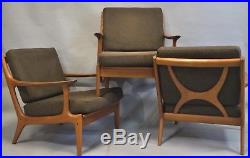 Suite de 3 fauteuils scandinaves Vintage en bois exotiques