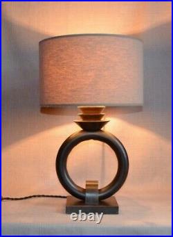 Superbe Lampe ancienne en bois, époque art déco moderniste cubiste 1930 1940
