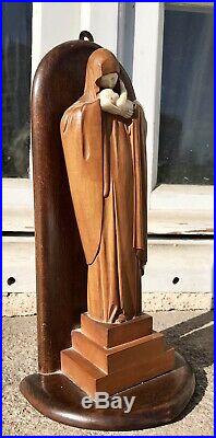 Superbe Vierge à l'Enfant Art Déco par Heuvelmans bois sculpté