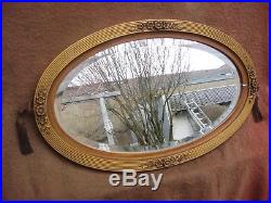 Superbe grand miroir ovale oblong de Style Art déco