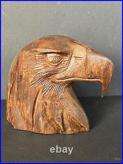 Superbe sculpture animal Art Déco bois exotique tête d'aigle parfait état