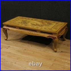 Table basse meuble de salon style ancien bois laqué chinoiserie peint