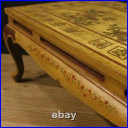 Table basse meuble de salon style ancien bois laqué chinoiserie peint