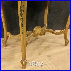 Table basse meuble salon style ancien bois laqué peint fleurs 900