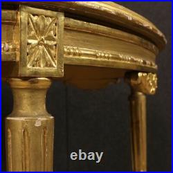 Table de salon meuble petite table bois d'or style ancien Luigi XVI marbre 900