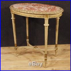 Table italienne salon meuble laqué doré bois style ancien Louis XVI