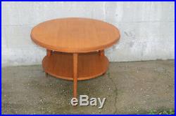 Table ronde tripode pieds compas bois de chene 1950 design table basse