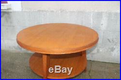 Table ronde tripode pieds compas bois de chene 1950 design table basse